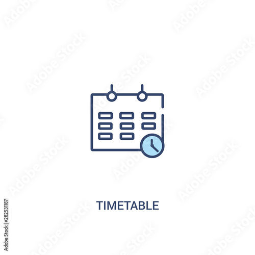 timetable concept 2 colored icon. simple line element illustration. outline blue timetable symbol. can be used for web and mobile ui/ux.