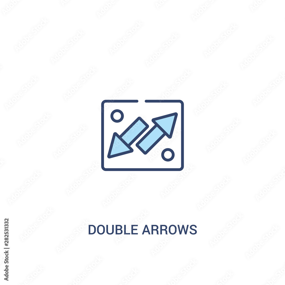double arrows concept 2 colored icon. simple line element illustration. outline blue double arrows symbol. can be used for web and mobile ui/ux.