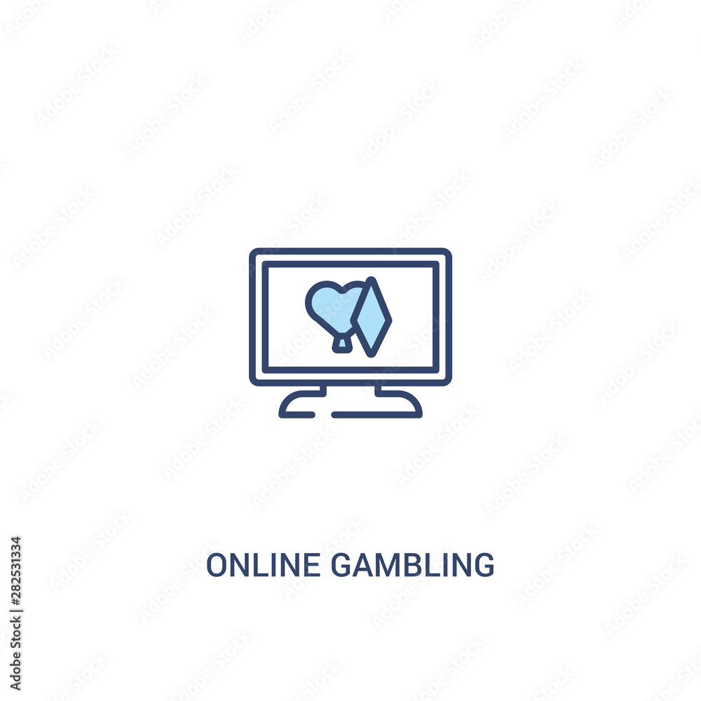 online gambling concept 2 colored icon. simple line element illustration. outline blue online gambling symbol. can be used for web and mobile ui/ux.