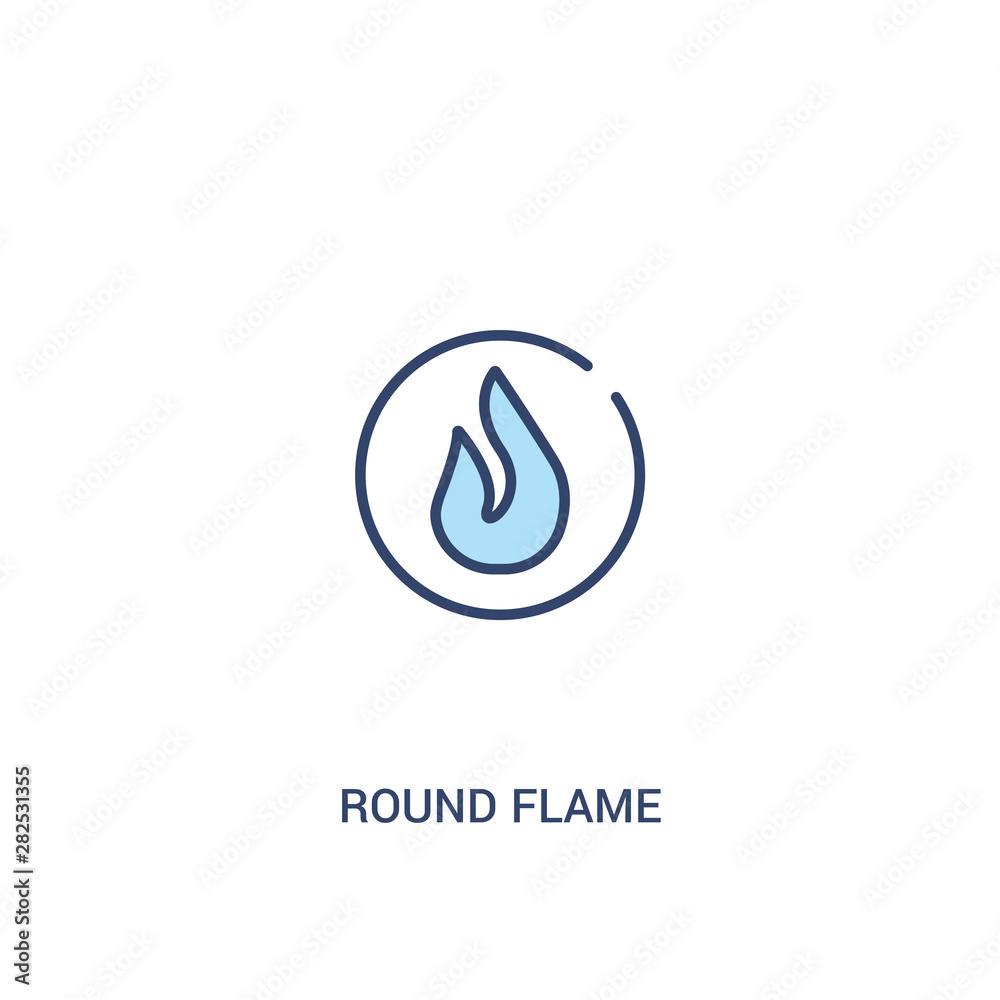 round flame concept 2 colored icon. simple line element illustration. outline blue round flame symbol. can be used for web and mobile ui/ux.
