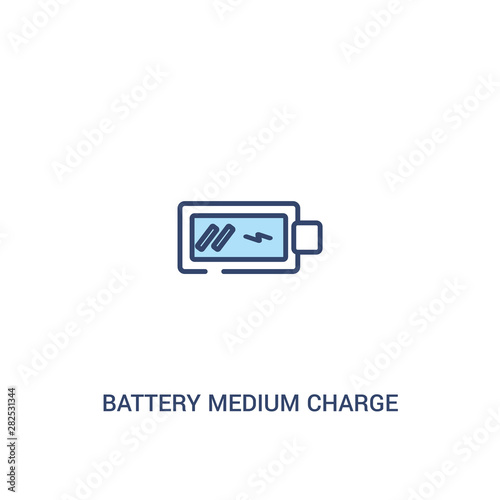 battery medium charge concept 2 colored icon. simple line element illustration. outline blue battery medium charge symbol. can be used for web and mobile ui/ux.