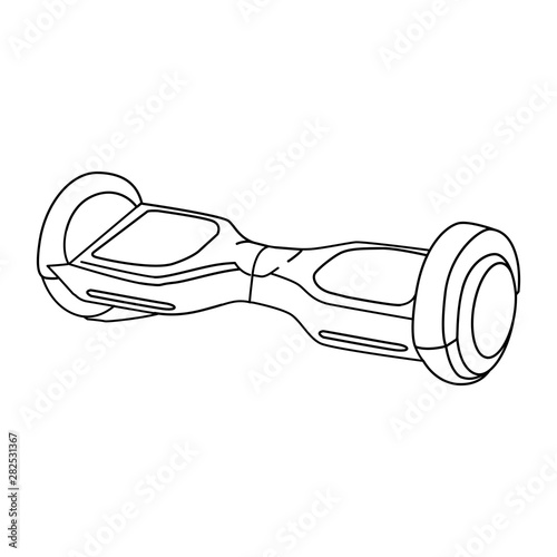 Electro board icon in outline style. two-wheeled scooter lineal. Self-balancing electric board. Eco Transport  isolated vector illustration