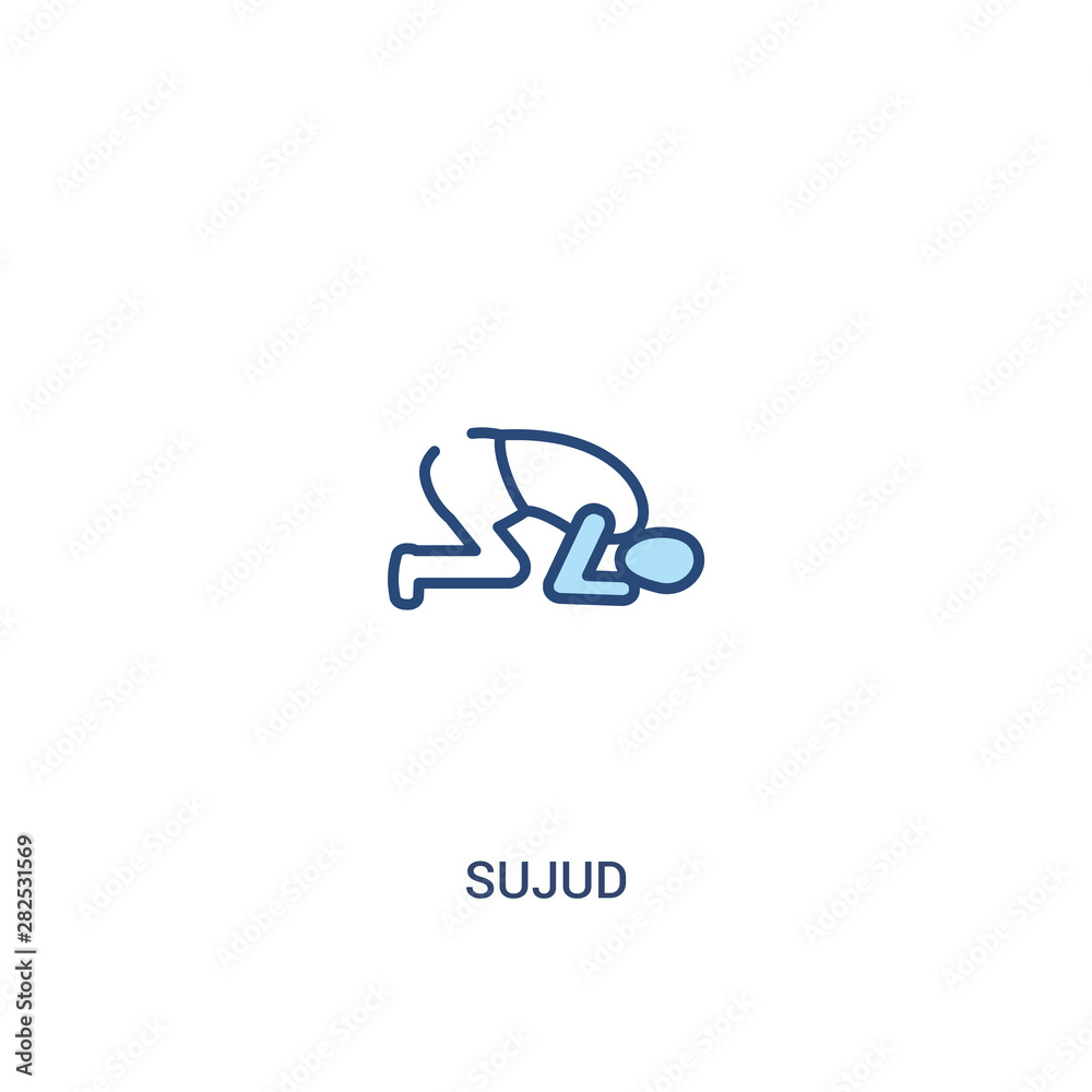 sujud concept 2 colored icon. simple line element illustration. outline blue sujud symbol. can be used for web and mobile ui/ux.