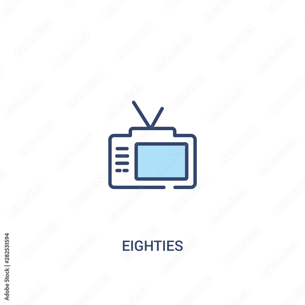 eighties concept 2 colored icon. simple line element illustration. outline blue eighties symbol. can be used for web and mobile ui/ux.
