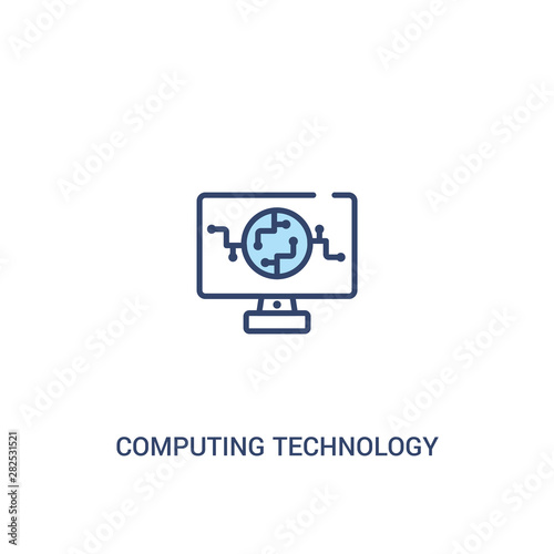 computing technology concept 2 colored icon. simple line element illustration. outline blue computing technology symbol. can be used for web and mobile ui/ux.