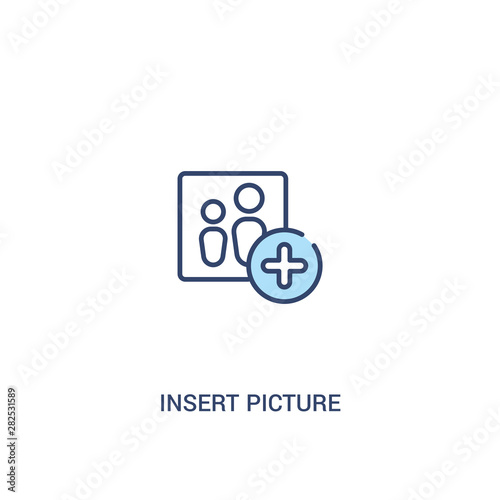 insert picture concept 2 colored icon. simple line element illustration. outline blue insert picture symbol. can be used for web and mobile ui/ux.