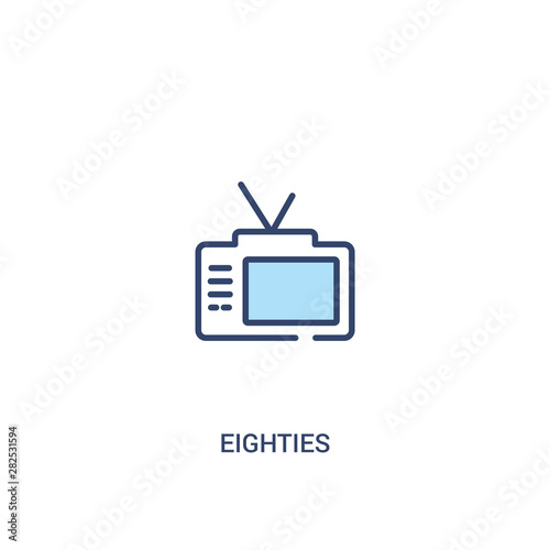 eighties concept 2 colored icon. simple line element illustration. outline blue eighties symbol. can be used for web and mobile ui/ux.