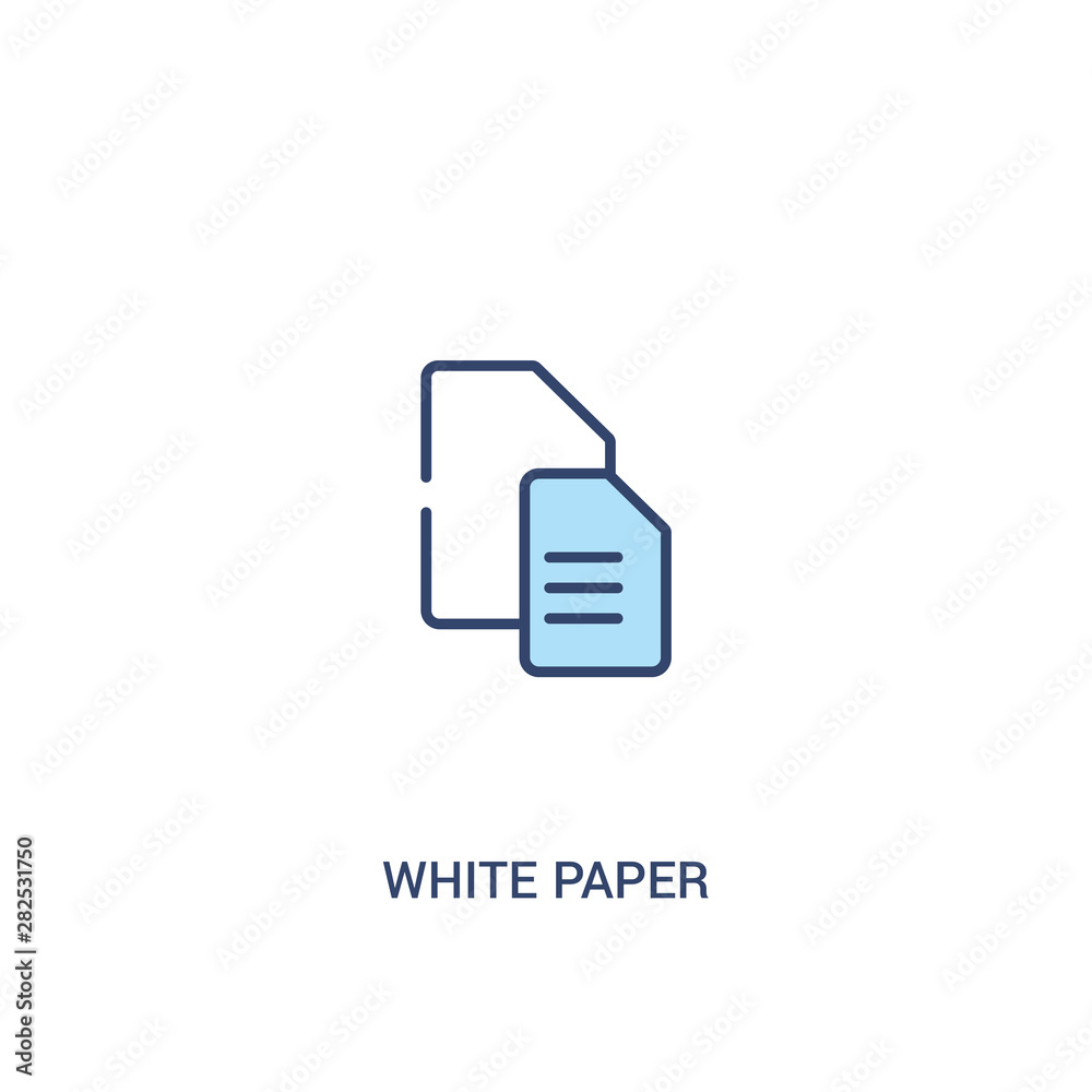 white paper concept 2 colored icon. simple line element illustration. outline blue white paper symbol. can be used for web and mobile ui/ux.