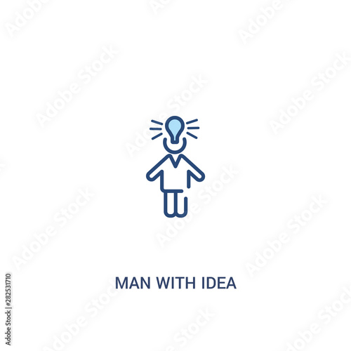 man with idea concept 2 colored icon. simple line element illustration. outline blue man with idea symbol. can be used for web and mobile ui/ux.