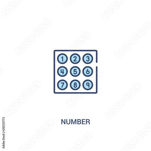 number concept 2 colored icon. simple line element illustration. outline blue number symbol. can be used for web and mobile ui/ux. © zaurrahimov