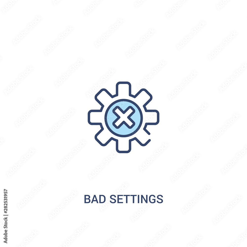 bad settings concept 2 colored icon. simple line element illustration. outline blue bad settings symbol. can be used for web and mobile ui/ux. bad settings concept 2 colored icon. simple line element illustration. outline blue bad settings symbol. can be used for web and mobile ui/ux.