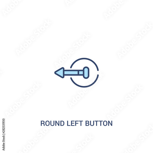 round left button concept 2 colored icon. simple line element illustration. outline blue round left button symbol. can be used for web and mobile ui/ux.