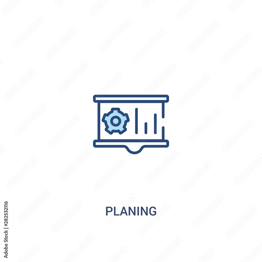 planing concept 2 colored icon. simple line element illustration. outline blue planing symbol. can be used for web and mobile ui/ux.