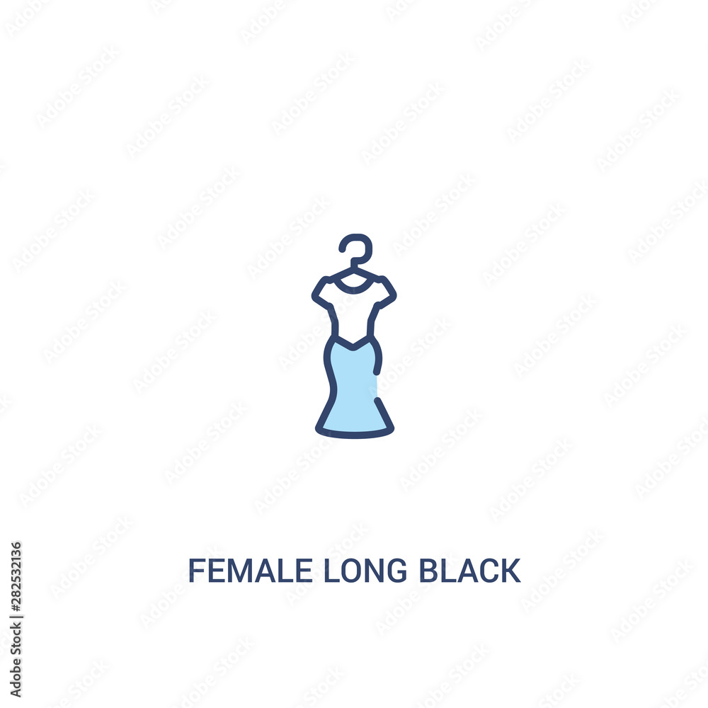 female long black dress concept 2 colored icon. simple line element illustration. outline blue female long black dress symbol. can be used for web and mobile ui/ux. female long black dress concept 2 colored icon. simple line element illustration. outline blue female long black dress symbol. can be used for web and mobile ui/ux.