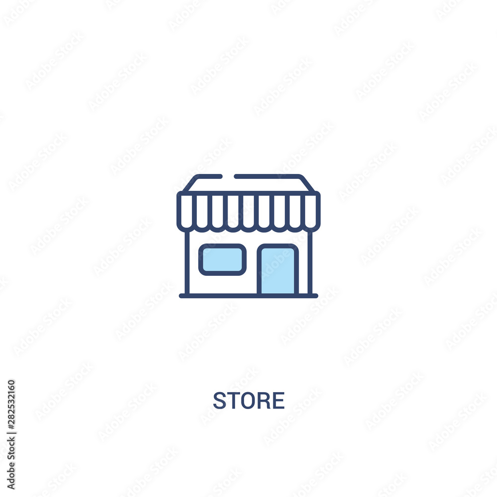store concept 2 colored icon. simple line element illustration. outline blue store symbol. can be used for web and mobile ui/ux.
