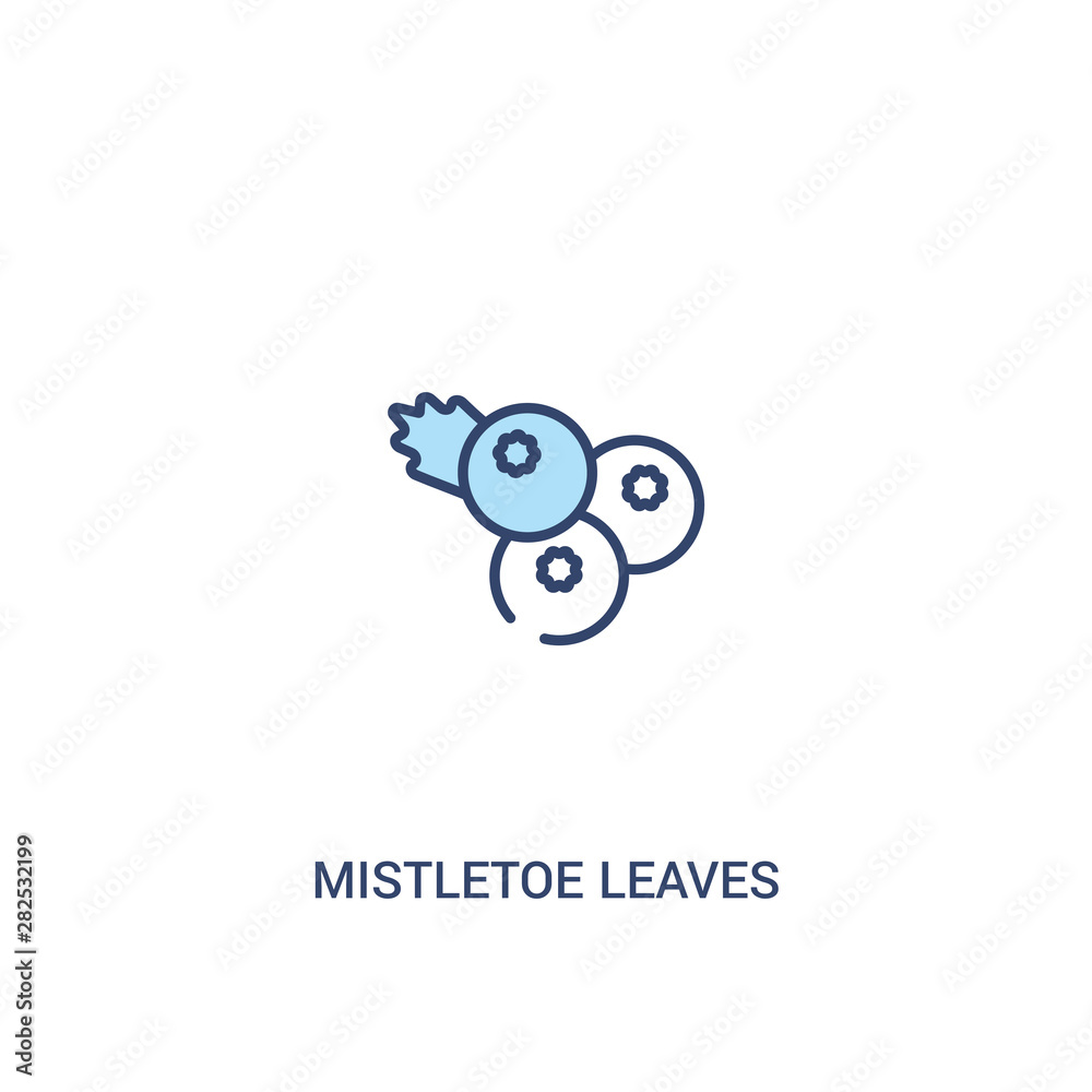 Fototapeta premium mistletoe leaves concept 2 colored icon. simple line element illustration. outline blue mistletoe leaves symbol. can be used for web and mobile ui/ux.