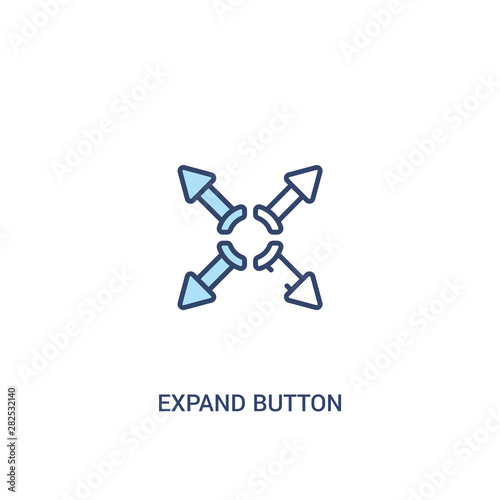 expand button concept 2 colored icon. simple line element illustration. outline blue expand button symbol. can be used for web and mobile ui/ux.