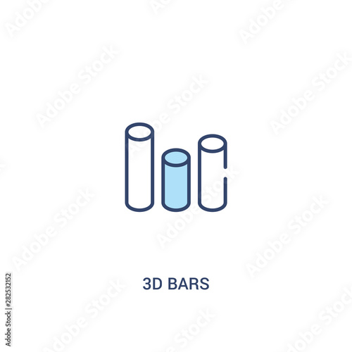 3d bars concept 2 colored icon. simple line element illustration. outline blue 3d bars symbol. can be used for web and mobile ui ux.