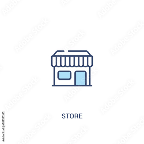 store concept 2 colored icon. simple line element illustration. outline blue store symbol. can be used for web and mobile ui/ux.