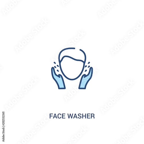 face washer concept 2 colored icon. simple line element illustration. outline blue face washer symbol. can be used for web and mobile ui/ux.
