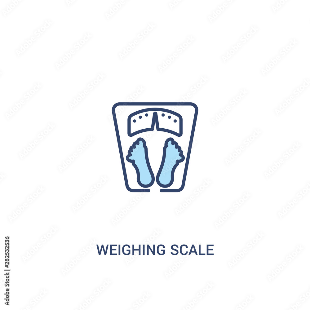 weighing scale concept 2 colored icon. simple line element illustration. outline blue weighing scale symbol. can be used for web and mobile ui/ux.