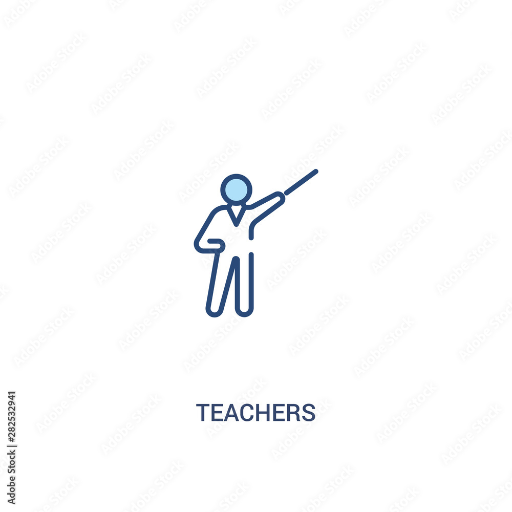 Obraz premium teachers concept 2 colored icon. simple line element illustration. outline blue teachers symbol. can be used for web and mobile ui/ux.