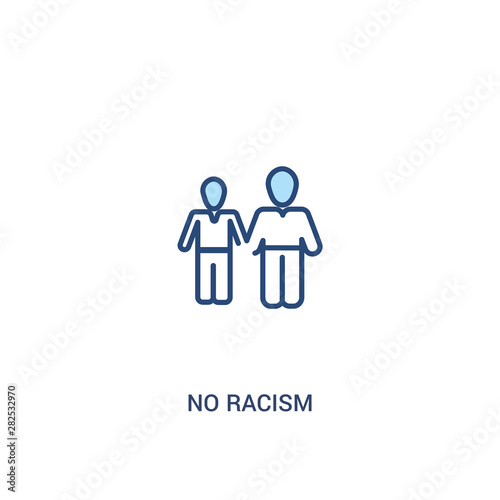 no racism concept 2 colored icon. simple line element illustration. outline blue no racism symbol. can be used for web and mobile ui ux.