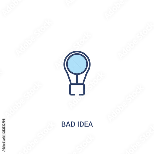 bad idea concept 2 colored icon. simple line element illustration. outline blue bad idea symbol. can be used for web and mobile ui/ux.