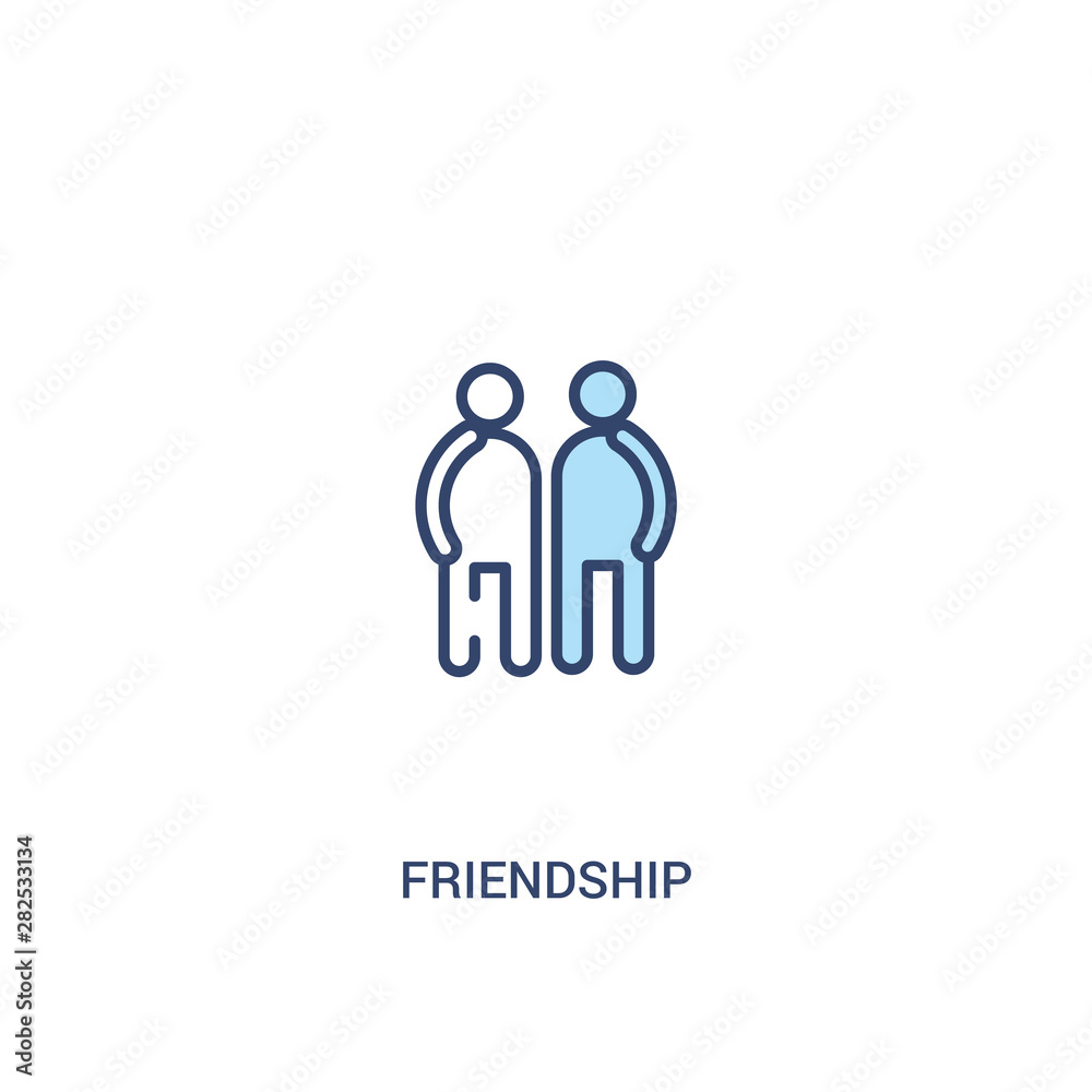 friendship concept 2 colored icon. simple line element illustration. outline blue friendship symbol. can be used for web and mobile ui/ux.