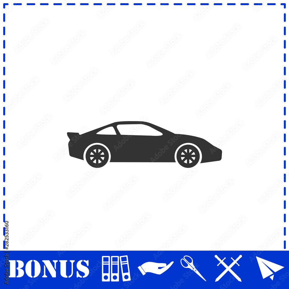 Sport car icon flat