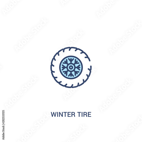 winter tire concept 2 colored icon. simple line element illustration. outline blue winter tire symbol. can be used for web and mobile ui/ux.