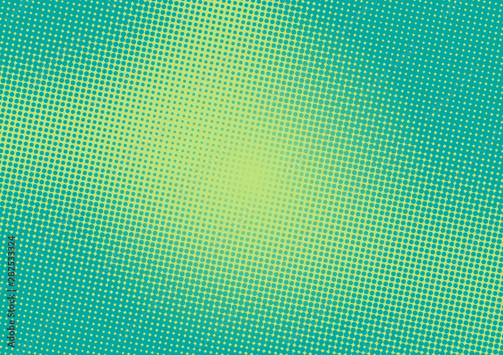 Retro comic green turquoise pop art background with gradient halftone dots design, vector illustration eps10 Retro comic green turquoise pop art background with gradient halftone dots design, vector illustration eps10