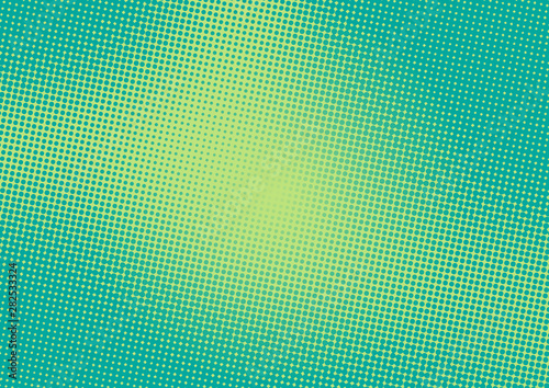 Retro comic green turquoise pop art background with gradient halftone dots design, vector illustration eps10