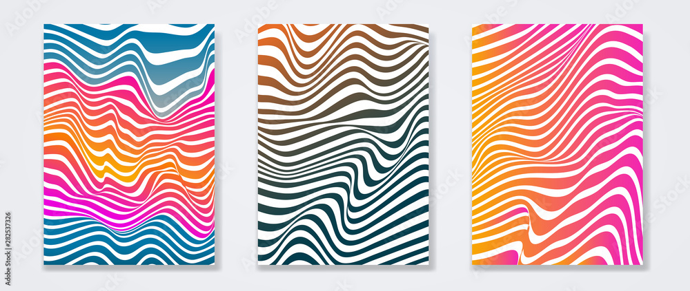Set of minimal colorful template design. Wavy strip colorful halftone gradients background. Vector illustration Set of minimal colorful template design. Wavy strip colorful halftone gradients background. Vector illustration