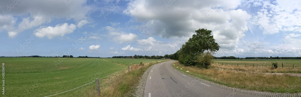Road from Bakhuizen to Hemelum in Friesland
