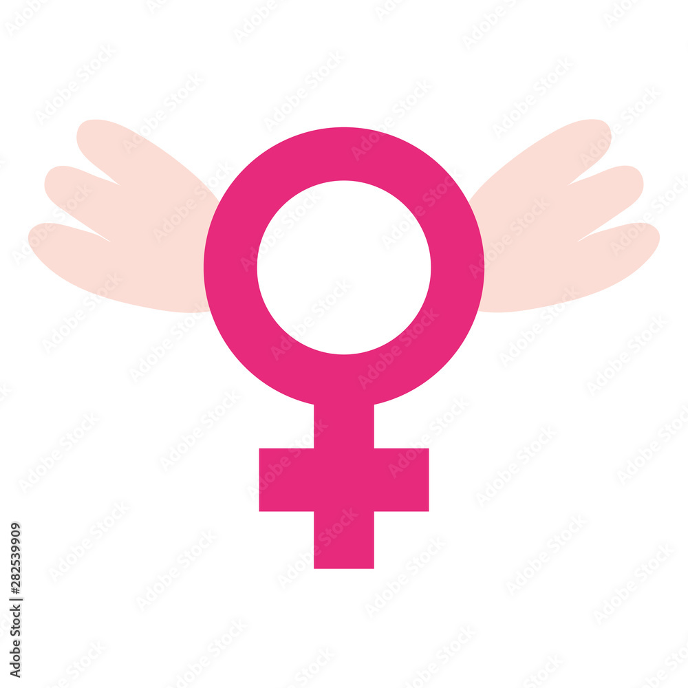 female gender symbol with wings pop art style female gender symbol with wings pop art style