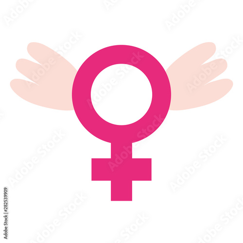 female gender symbol with wings pop art style