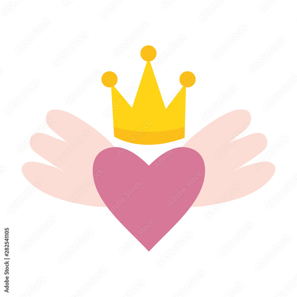 heart love with wings and crown pop art style heart love with wings and crown pop art style