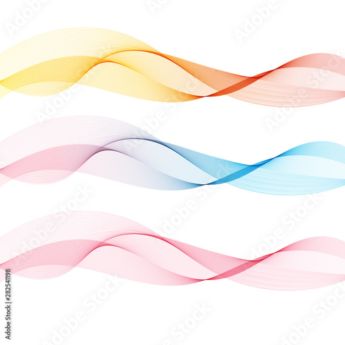 Abstract waves on the white background. Transparent lines