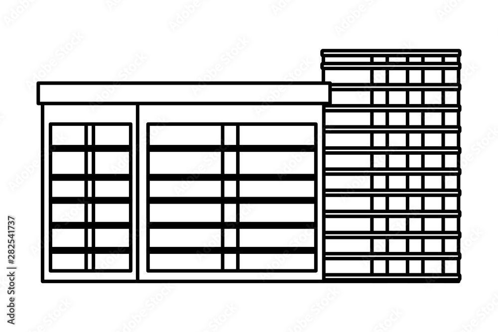 Office buildings and skyscraper real estates in black and white Office buildings and skyscraper real estates in black and white