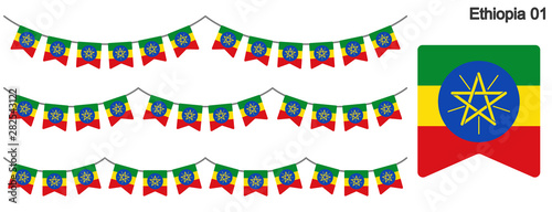 エチオピアの国旗のガーラーンド　ベクターデータ（bunting garland）
