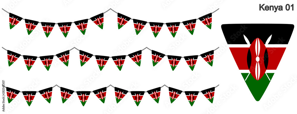 Obraz premium ケニアの国旗のガーラーンド ベクターデータ（bunting garland）
