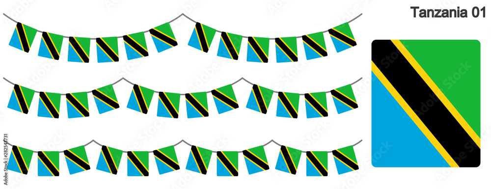 Obraz premium タンザニアの国旗のガーラーンド ベクターデータ（bunting garland）