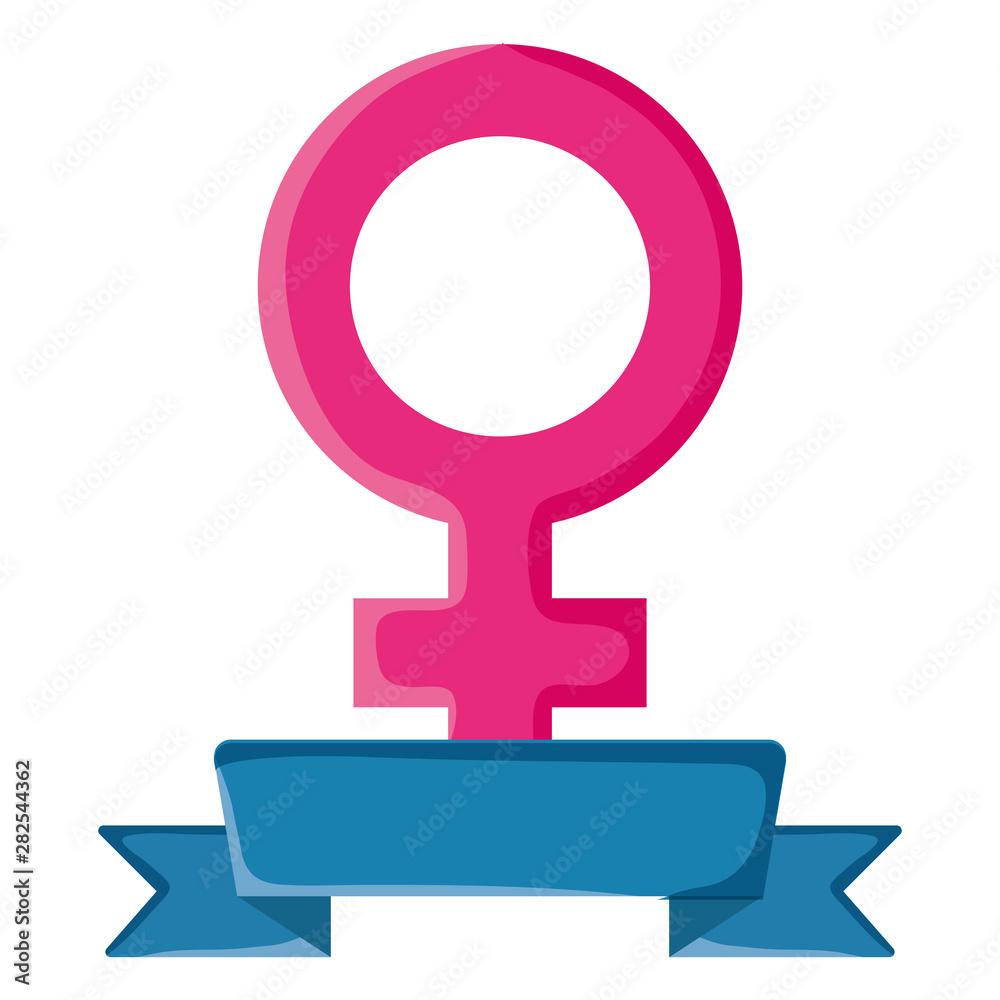 female gender symbol with ribbon pop art style female gender symbol with ribbon pop art style
