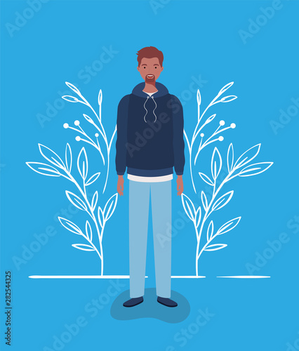 young and casual afro man character