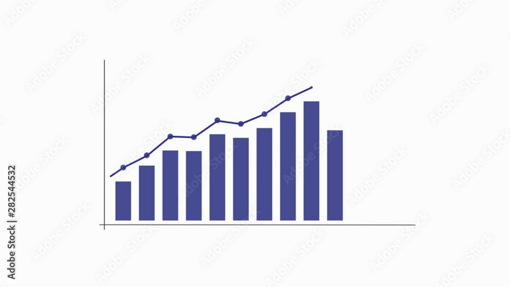 Graph chart with arrow and dots, video animation