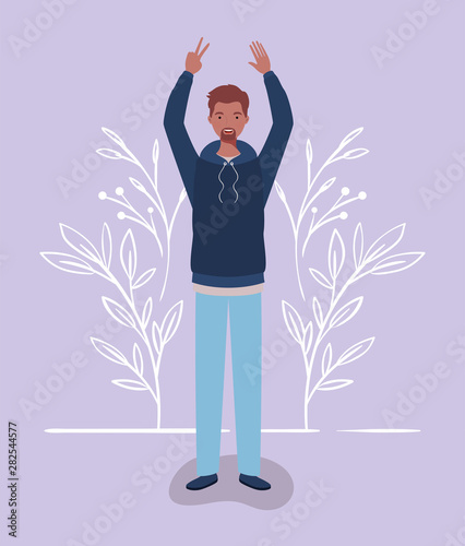 young and casual afro man character