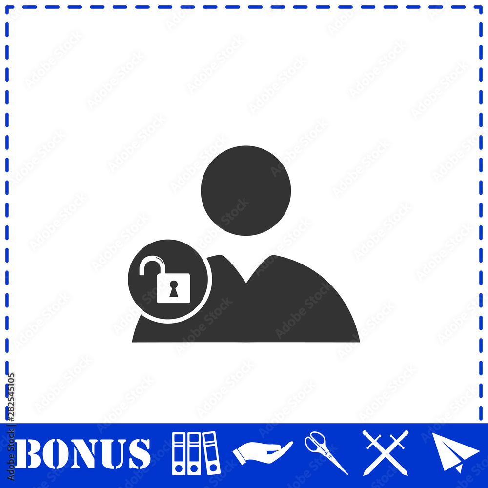 Person lock icon flat