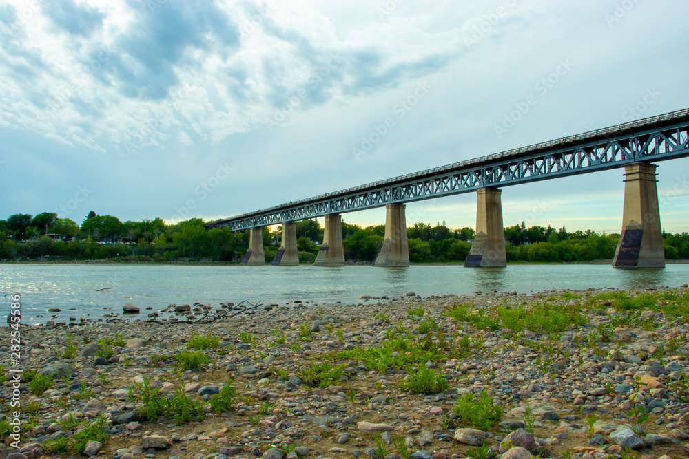 train bridge over South Saskatchewan River