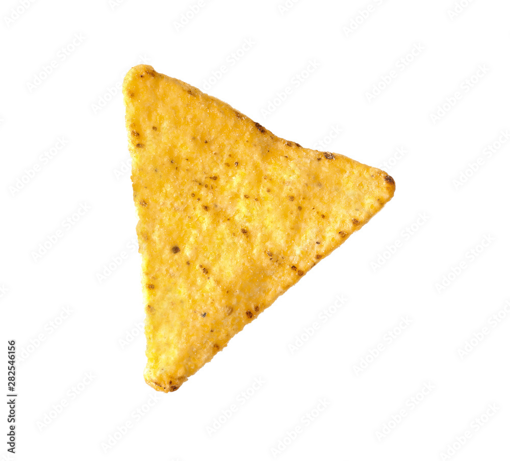 Tasty Mexican nacho chip on white background Tasty Mexican nacho chip on white background